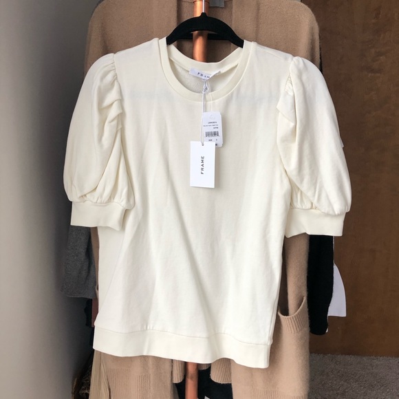 Frame Denim Tops - NWT Frame balloon short sleeve sweatshirt offwhite